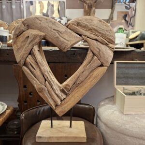 Deco cuore drift wood S